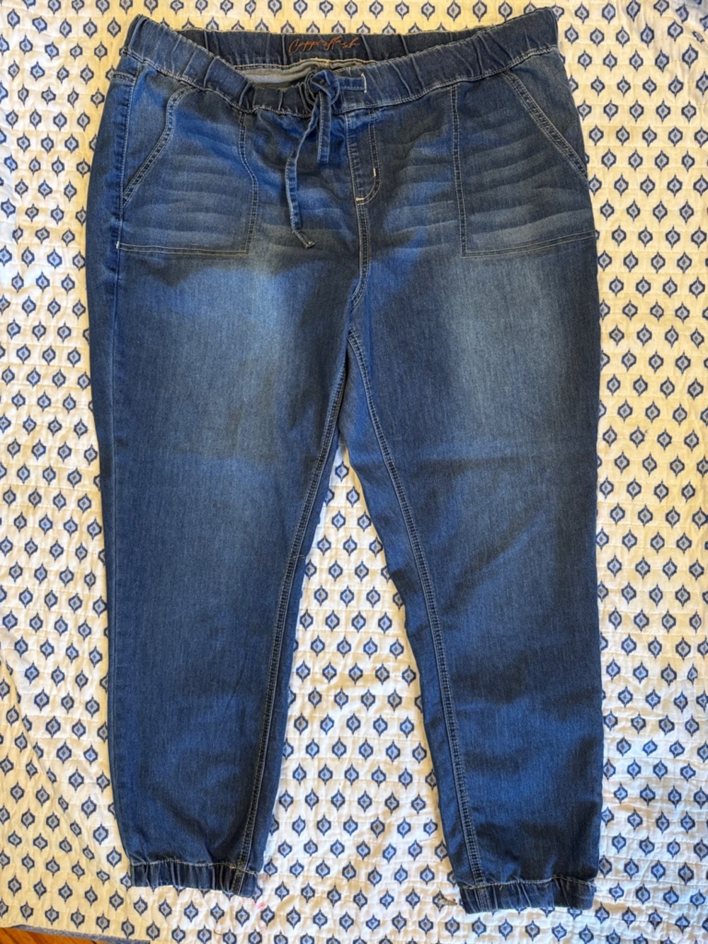 Copper Flash midrise Women's Dark Blue Drawstring Jogger Jeans 20W